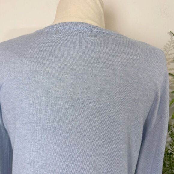 MAGASCHONI | blue tissue weight knit top | large | cashmere blend - Picture 6 of 9